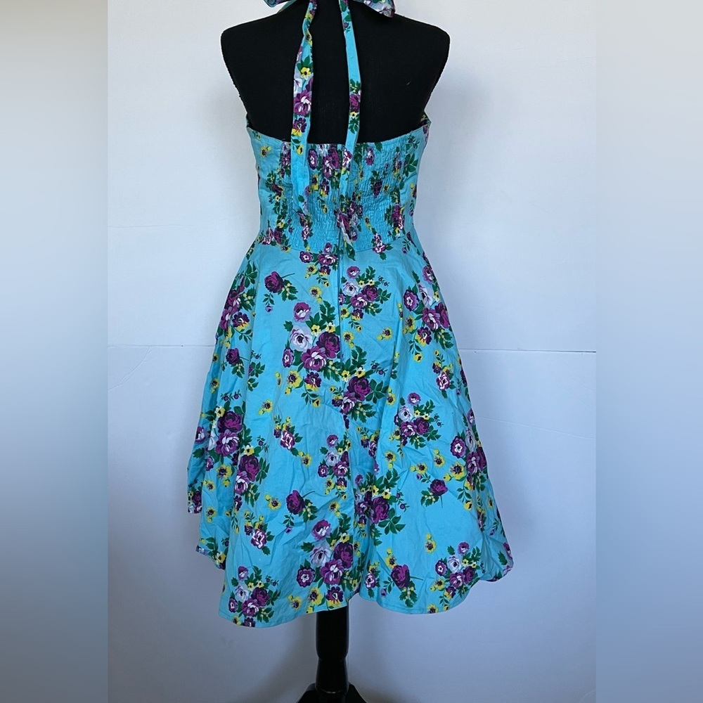 Hell Bunny Turquoise Floral Halter Dress - Picture 4 of 10